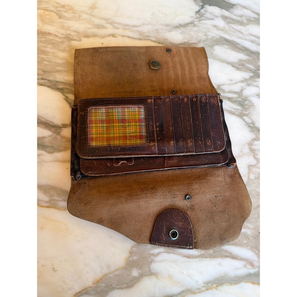 Wallet Brown Hand Painted Floral Leather Trifold Boho Western Rhinestone - Picture 6 of 6